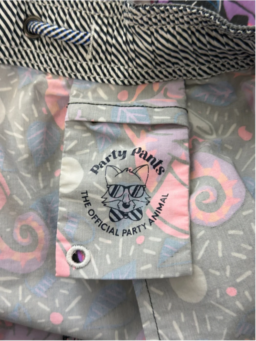Party Pants Men’s Iguana Swim Trunks Pink Purple Beer Pong Cup Print